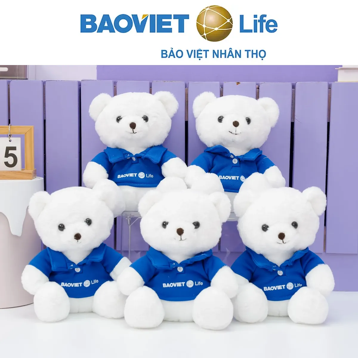 Gấu trắng áo polo logo Bảo Việt