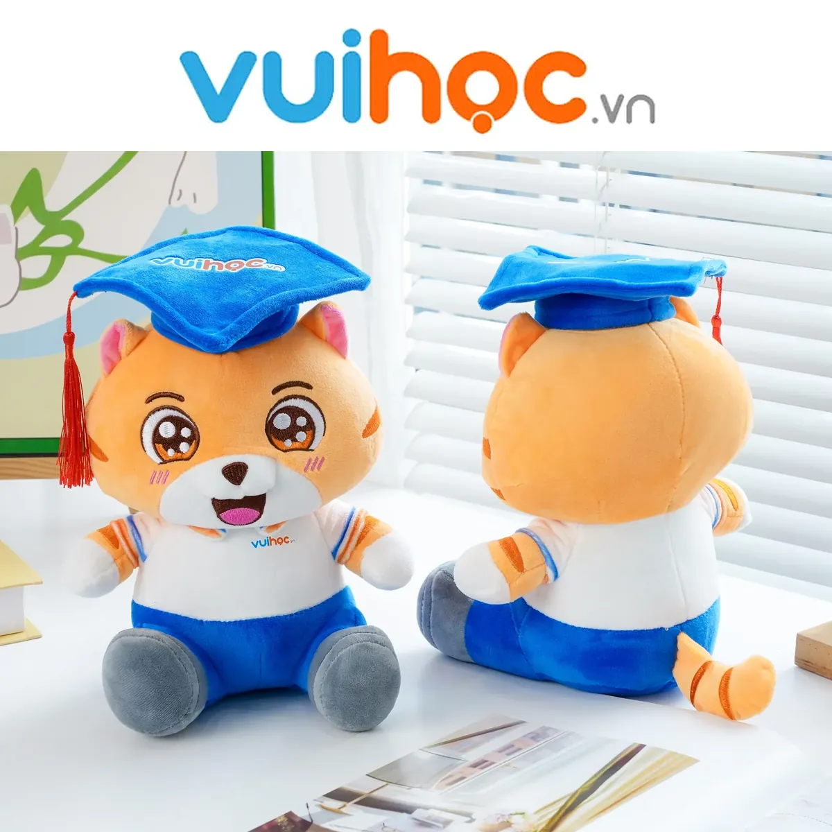 Linh vật mèo tốt nghiệp - Nền tảng học trực tuyến Vuihoc.vn