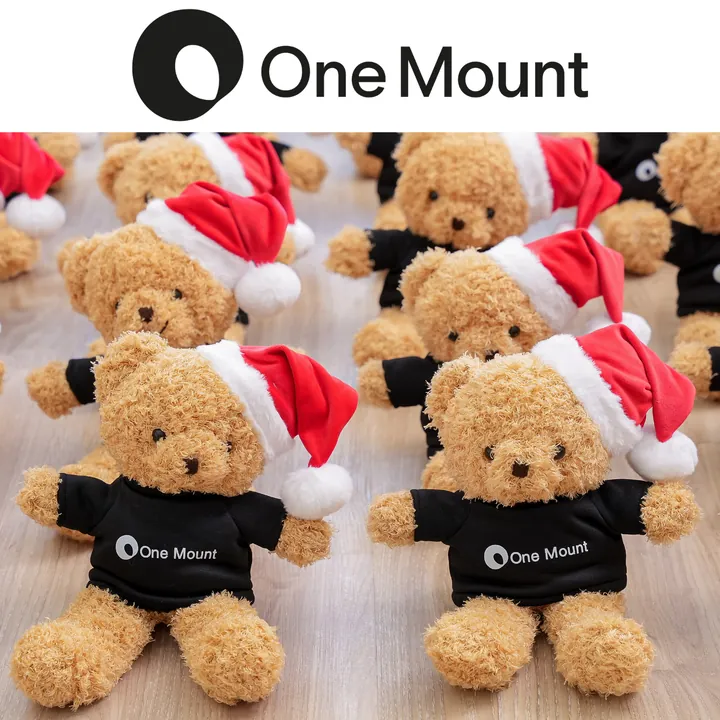 Teddy đội mũ Noel áo in logo One Mount