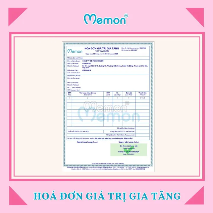 Hóa đơn VAT Công ty Cổ phần Memon