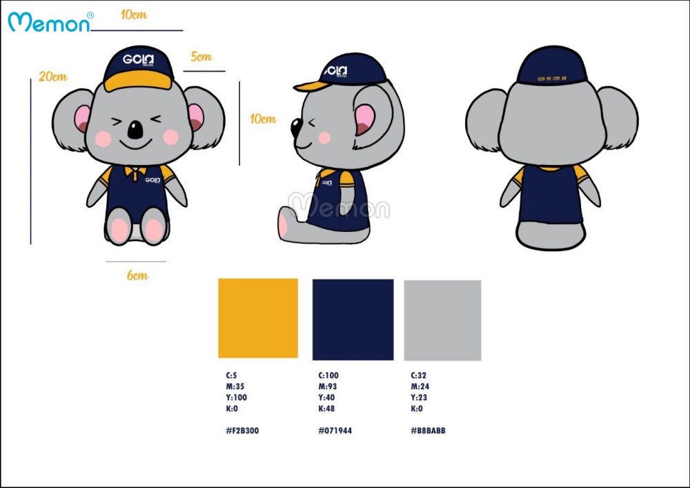 Bản thiết kế 2D của linh vật Koala Travel.