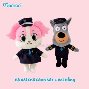 Bộ đôi chó cảnh sát + voi hồng