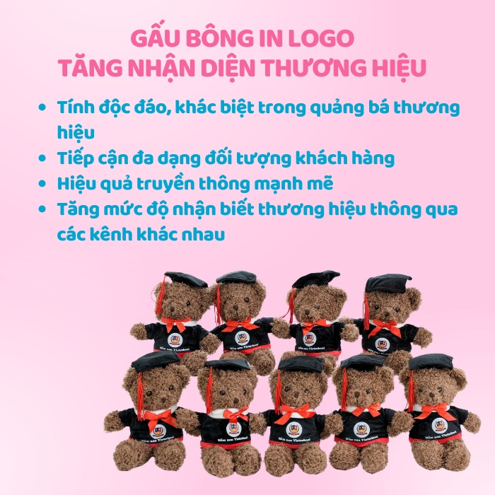 Gấu bông in logo - Chìa khóa vàng giúp tăng 20% nhận diện thương hiệu