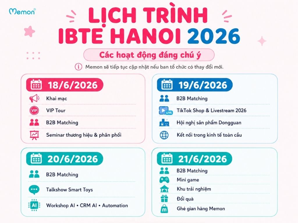 Lịch trình IBTE Hanoi 2026 từ 18 - 21/06