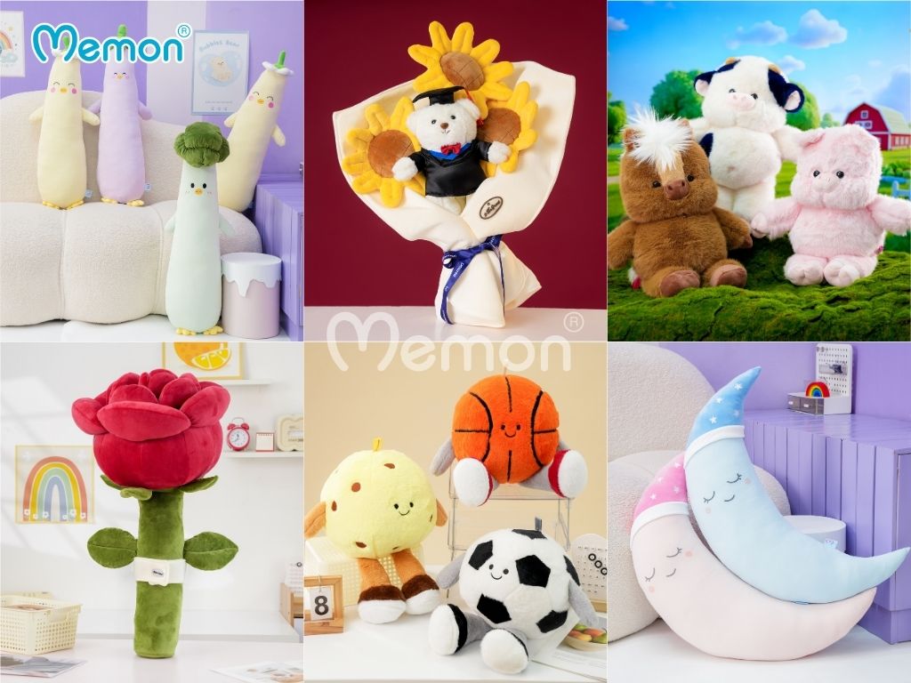 Sản phẩm thú nhồi bông gối ôm quà tặng của Memon